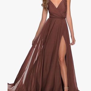 Beautiful burgundy/brown fall color chiffon corset back formal gown size 10